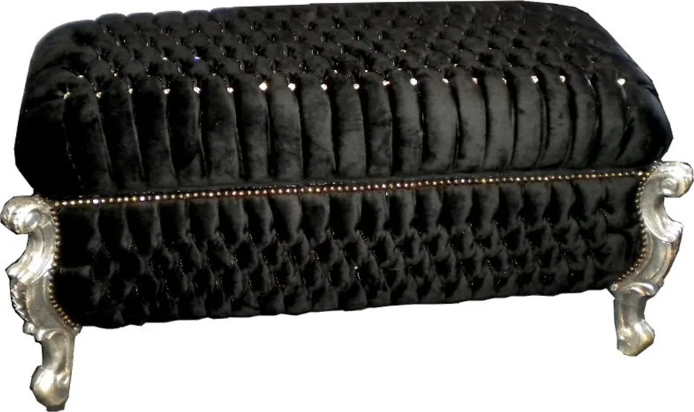 Casa Padrino Baroque bench (chest) black / silver with bling bling stones Rabatt