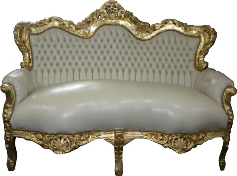 Neu Baroque sofa set "Master" Cream / Gold Leather Look