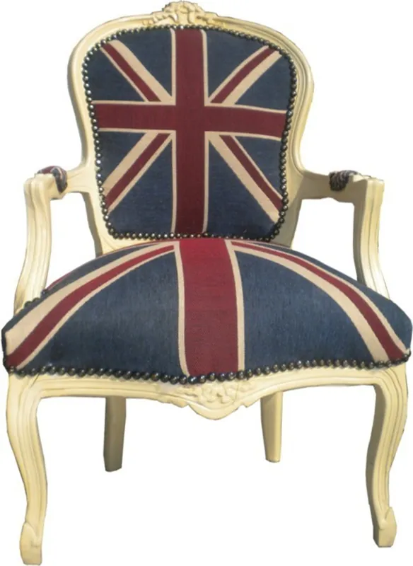 Casa Padrino Baroque salon chair Union Jack design / Cream Top-Seller