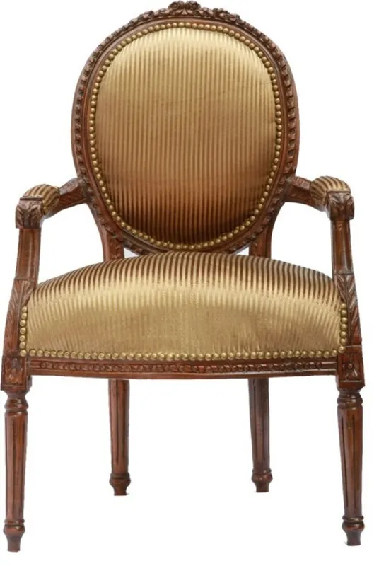 Direktkauf Baroque salon chair Brown-Okka / Gold stripe / brown Mod2