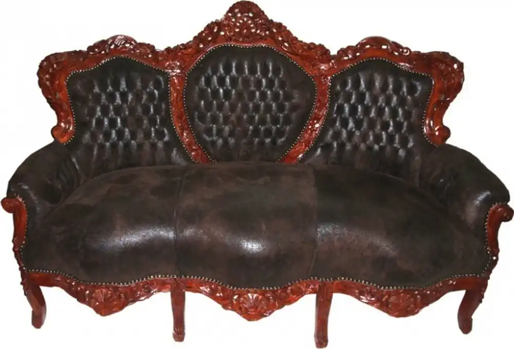 Casa Padrino Baroque Sofa King Brown / Brown - Baroque Furniture Markenware