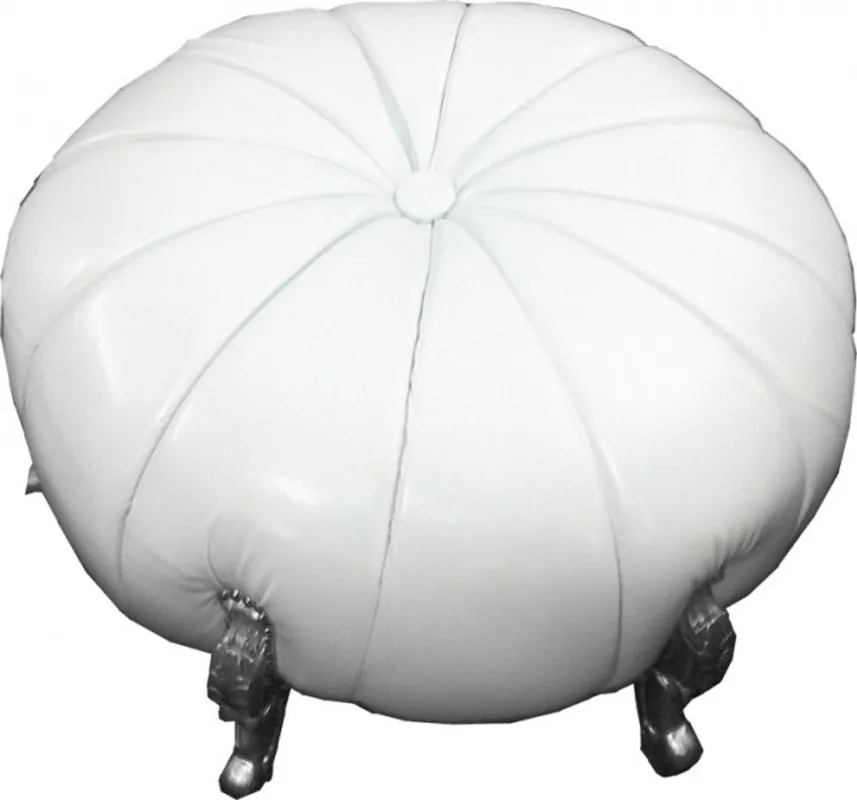 Angebot Large baroque round stool Stool ball leather-look white / silver