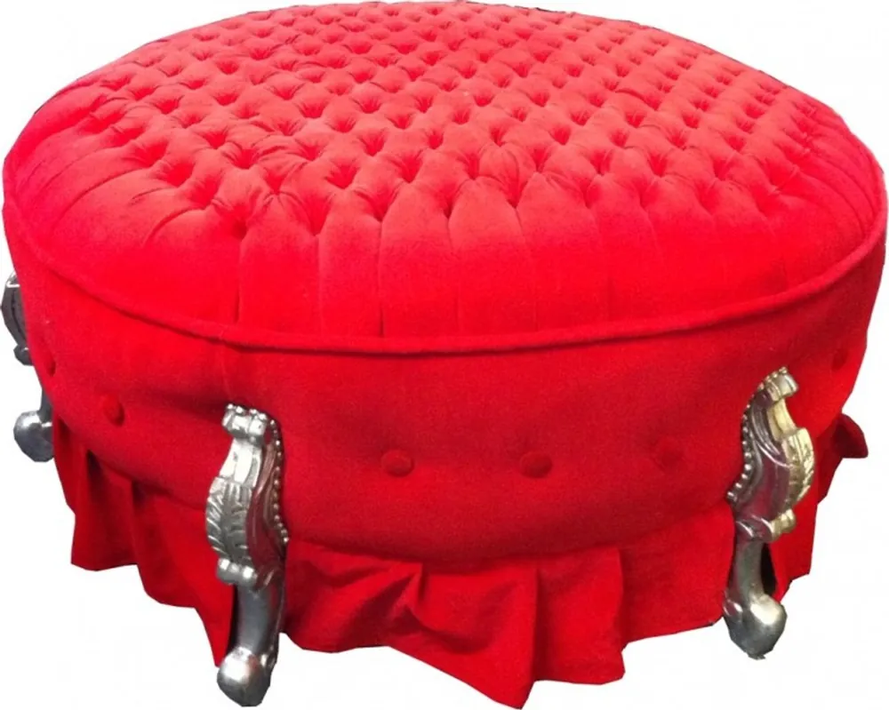 Sonderangebot Huge Baroque round stool Stool Red / Silver