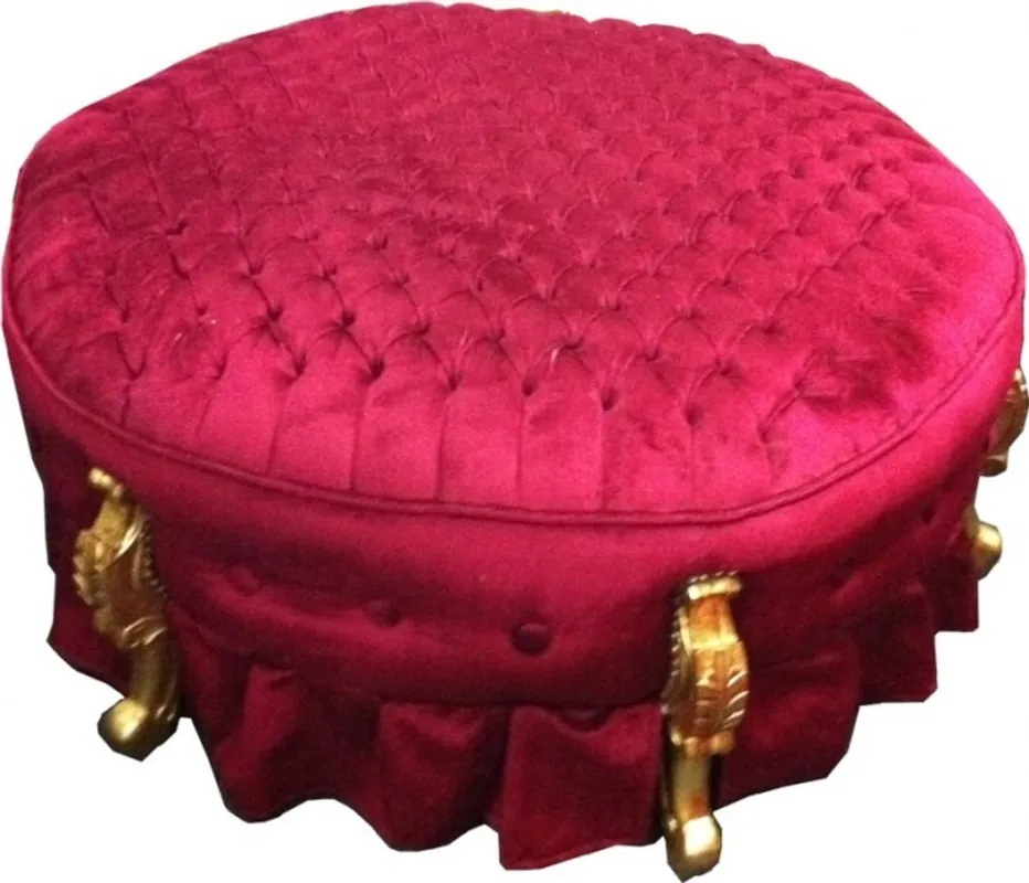 Huge Baroque round stool Stool Bordeaux / Gold Rabatt
