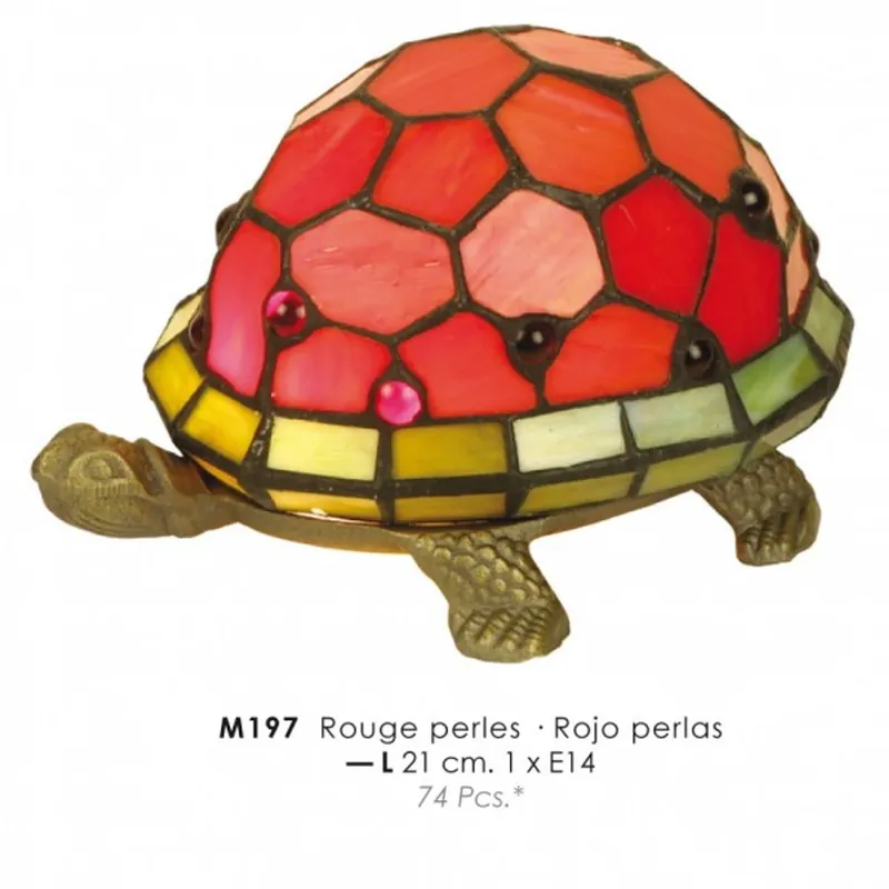 Finale Aktion Casa Padrino Tiffany table lamp turtle red Ø 21cm - Tiffany decorative lamps
