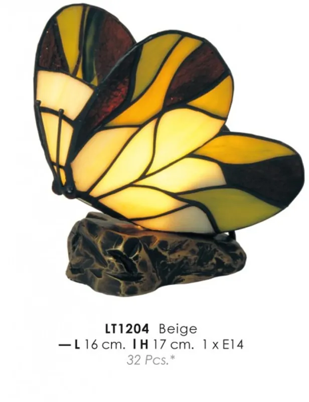 Deco Tiffany lamp diameter 16cm, height 17cm LT1204 butterfly lamp Beige Lamp Preisreduziert
