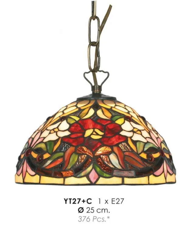 Casa Padrino Tiffany hanging lamp Ø 25 cm - Round pendant lamp Heißes Angebot