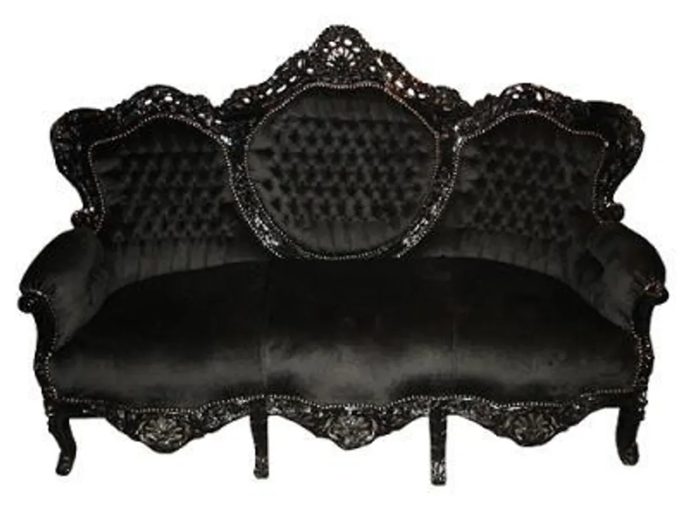 Angebot Casa Padrino Baroque Sofa King Black / Black - Lounge Antique Sofa
