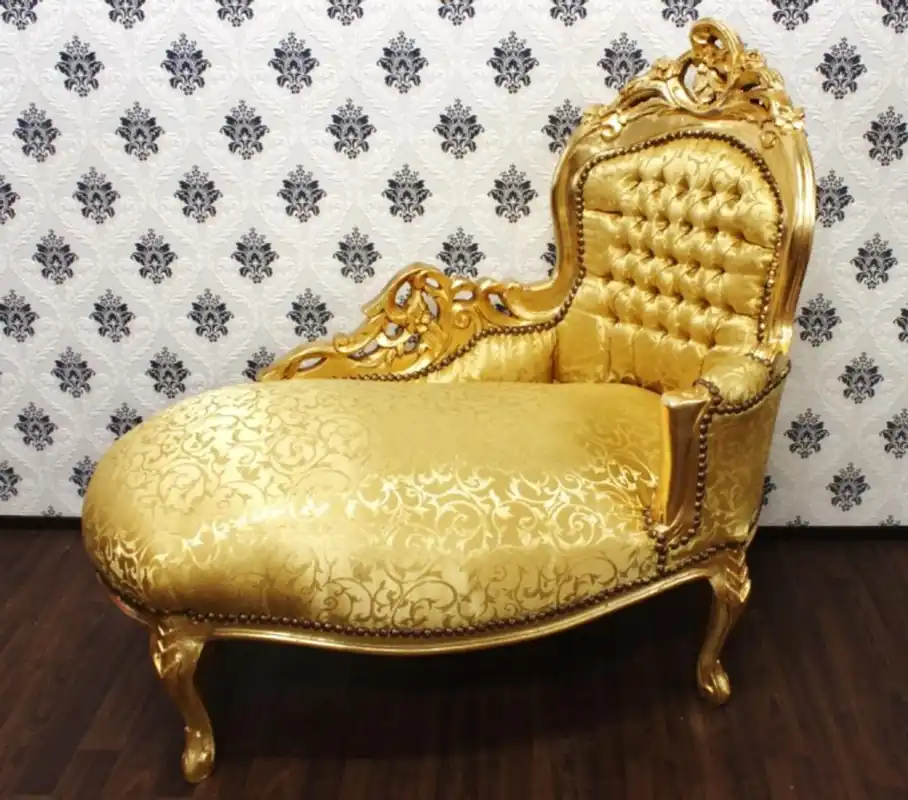 Casa Padrino Baroque Children chaise Gold / Gold Pattern - Baroque furniture Recamiere Neu Im Sortiment