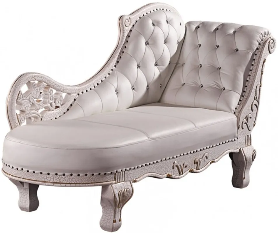 Preisreduziert Baroque chaise Antique White / Leather Chaise Lonque