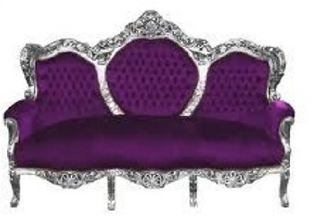 Finale Aktion Casa Padrino Baroque Sofa Set King Purple / Silver - Antique Reproduction Furniture Baroque