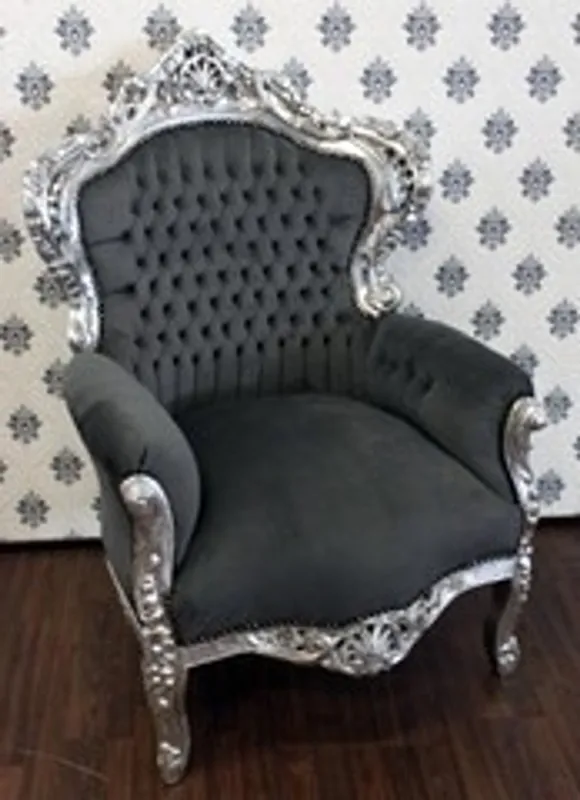 Baroque armchair King grey / silver Kracherpreis