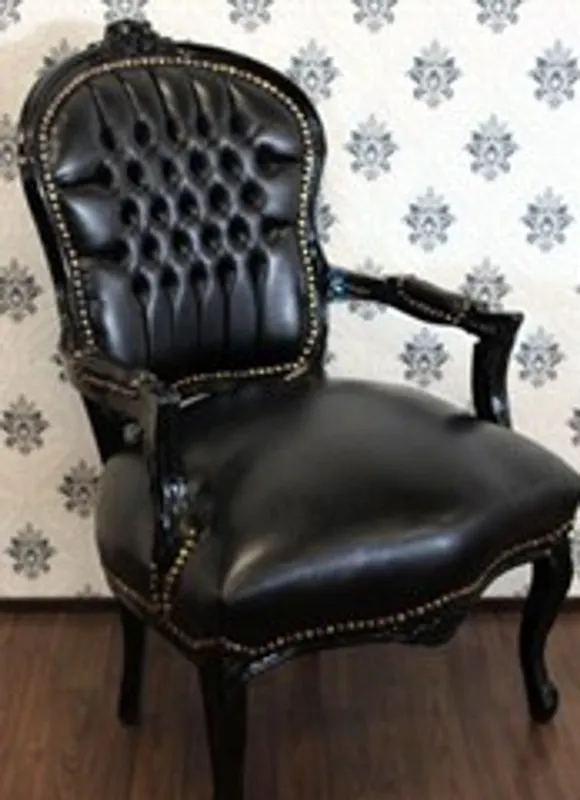 Baroque salon chair black / black leather look Preisknaller