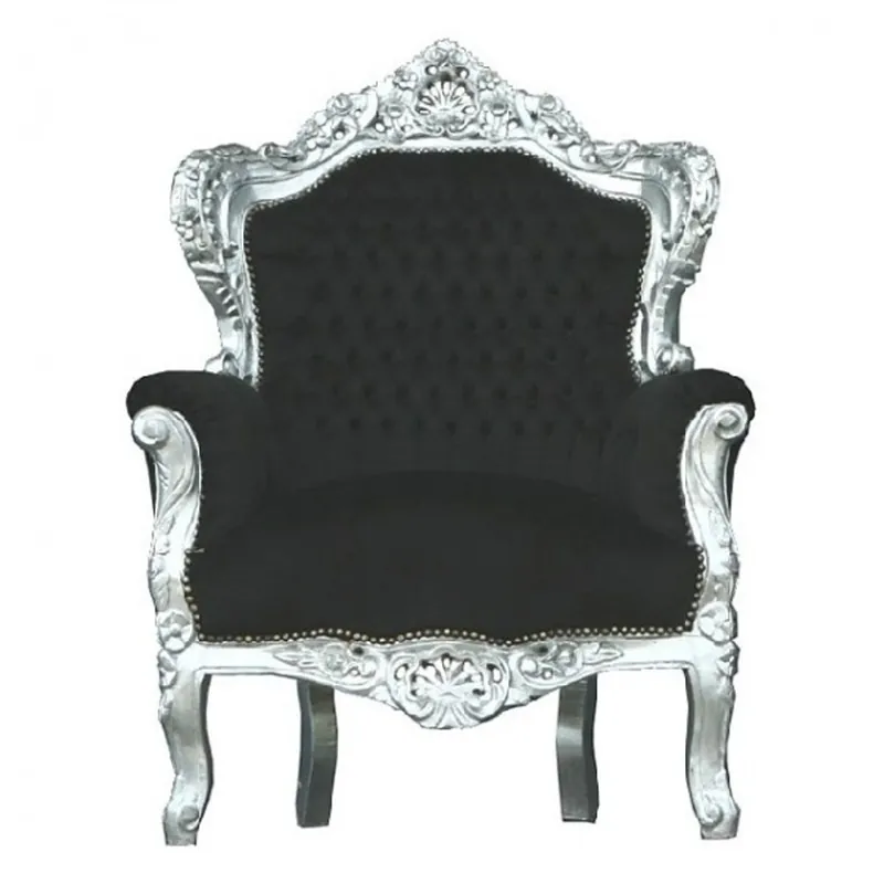 Bestpreis Baroque Armchair "King" Black / Silver