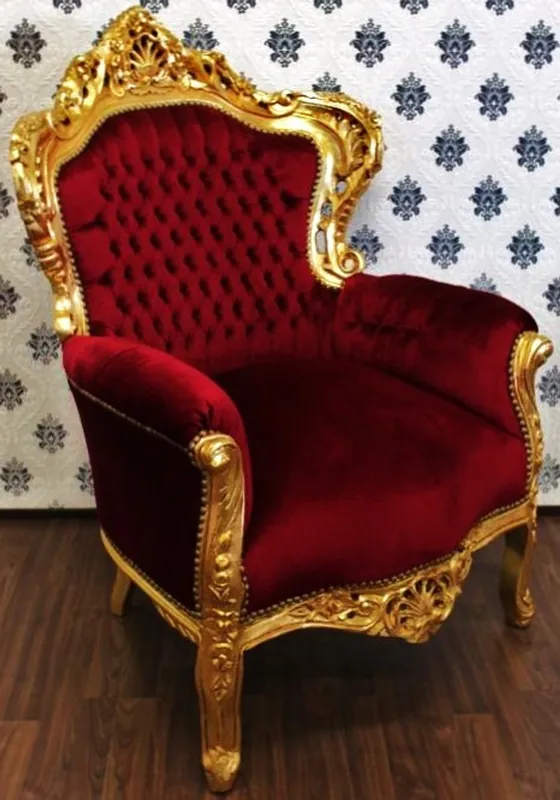 Direkt Vom Hersteller Baroque Chair King Bordeaux / Gold - Antique Furniture
