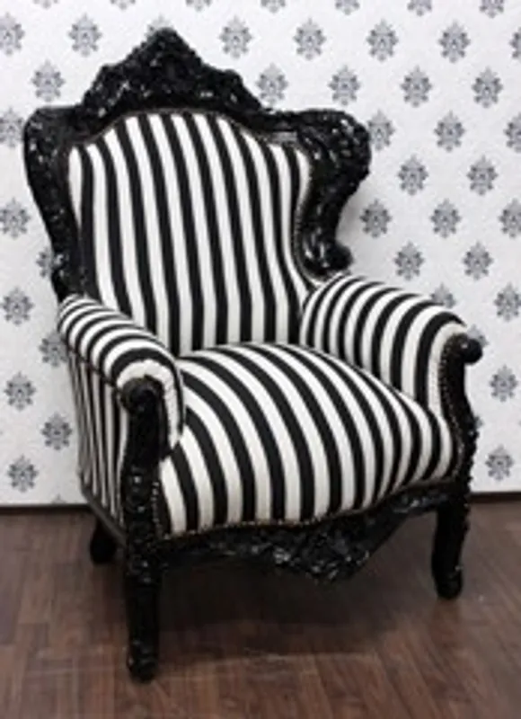 Super-Preis Baroque Chair King Black / White Stripes / Black - Antique Furniture