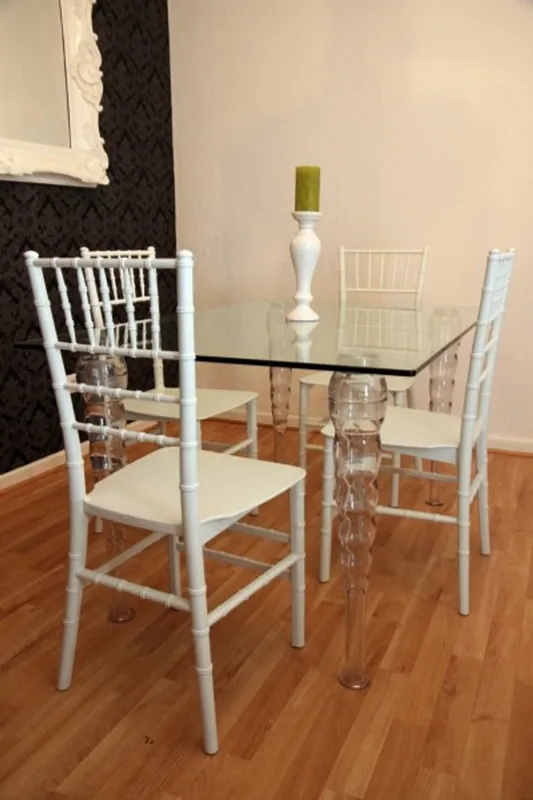 Garantierte Lieferung Designer acrylic dining room set - Ghost Chair Table - polycarbonate furniture - a table and 4 chairs - White House Padrino designer furniture - designer furniture Casa Padrino
