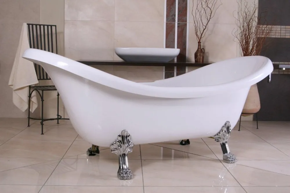 Geprüft Detached luxury bath Nouveau Venice White / Silver - Baroque bathroom - retro antique style bathtub - Free Standing Bathtub