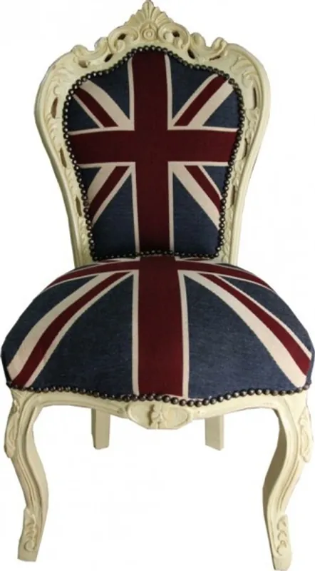 Baroque dining room chair Union Jack / Cream Expressversand