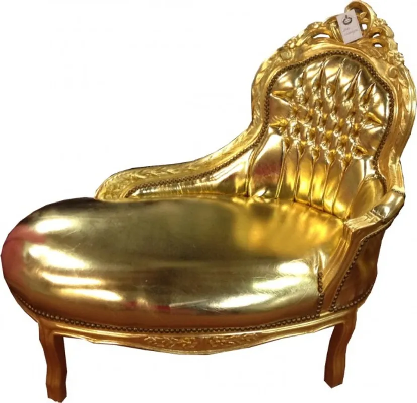 Baroque Kids Chaise Gold / gold leather look - Baroque Furniture Schneller Versand