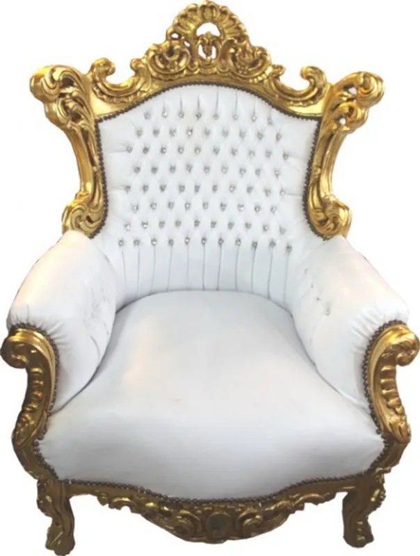 Billig Baroque chair Al Capone White / Gold with Bling Rhinestones