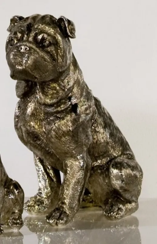 Aktuell Casa Padrino Designer Dog Pug Antique Silver H. 27 cm - Polyresin Decoration Sculpture - Noble & Magnificent