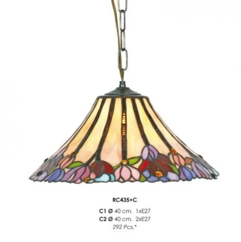 Handmade Tiffany pendant light hanging lamp diameter 40 cm, 2 - burner - light bulb Top-Seller