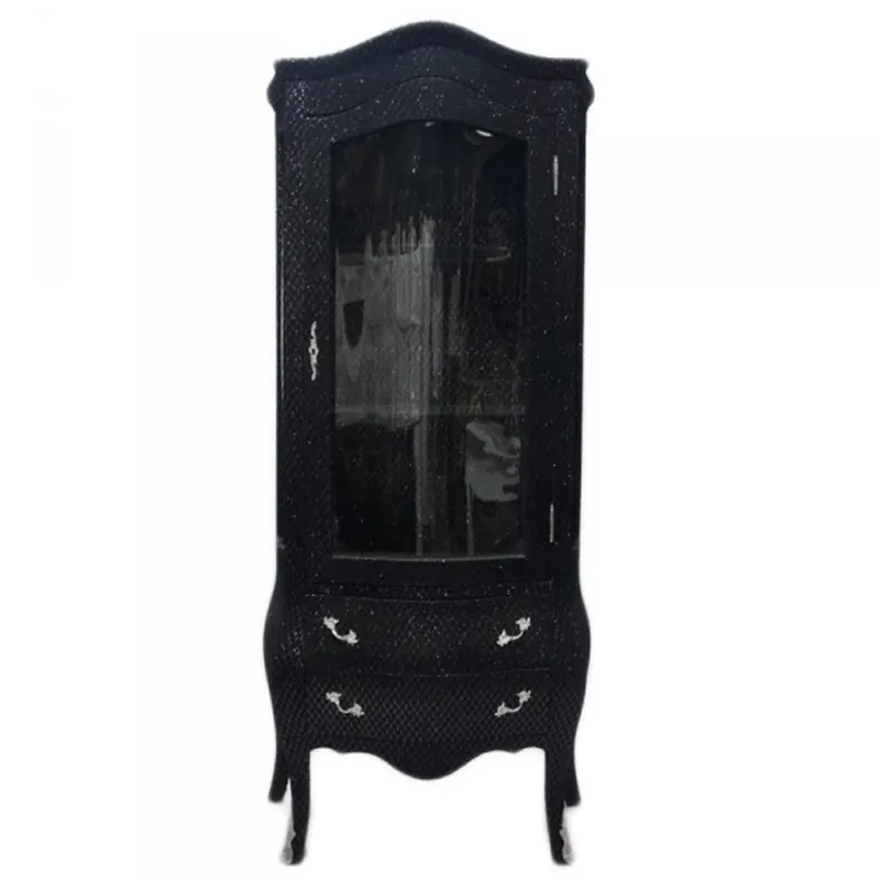 Casa Padrino Baroque showcase in black / glitterlook - display cabinet - living room Rabatt
