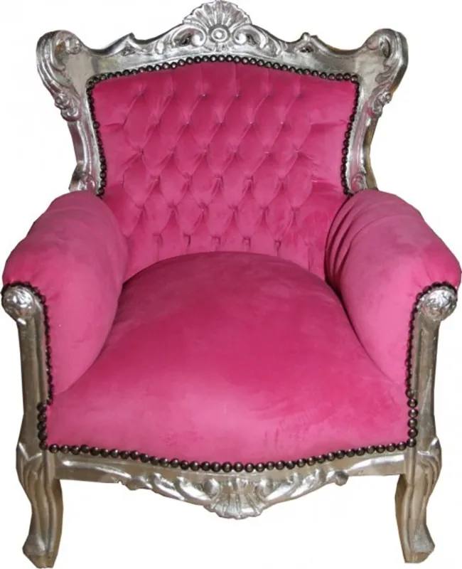 Neue Kollektion Casa Padrino Baroque Kids Armchair / throne Pink / Silver