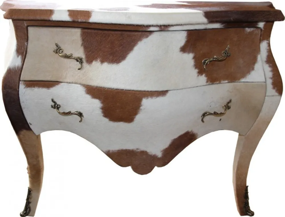 Casa Padrino Baroque Commode Cowhide Brown / White - unique cabinet Direktkauf