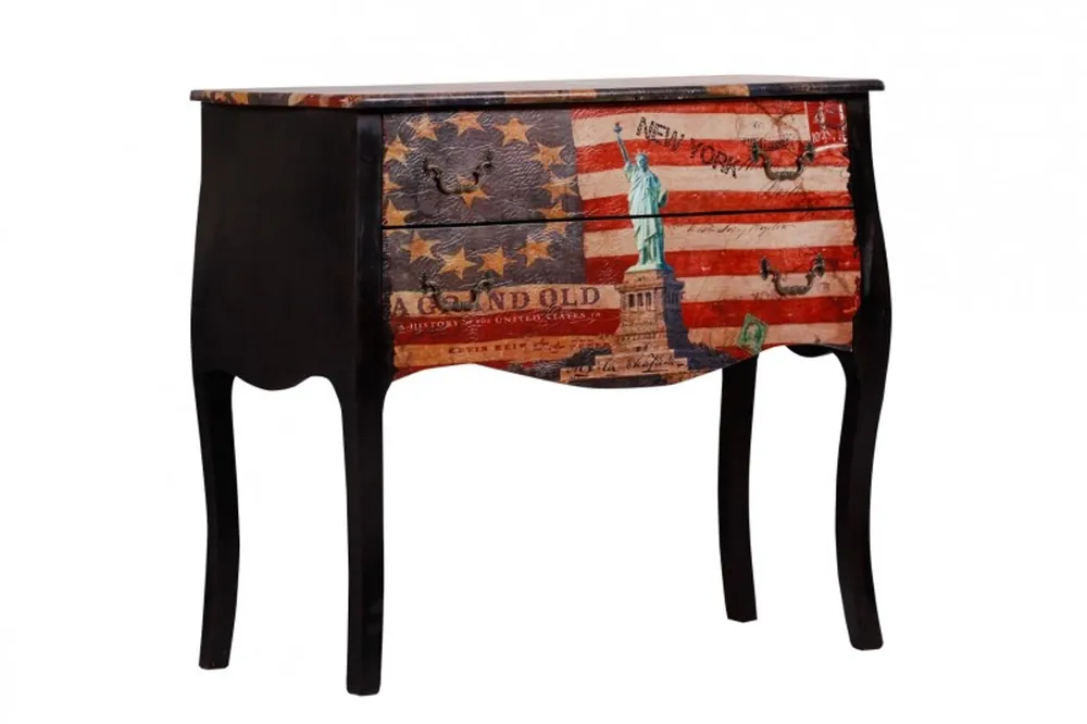 Jetzt Bestellen Baroque chest of drawers with printed leather-look W90 D38 H77 - Handmade unique