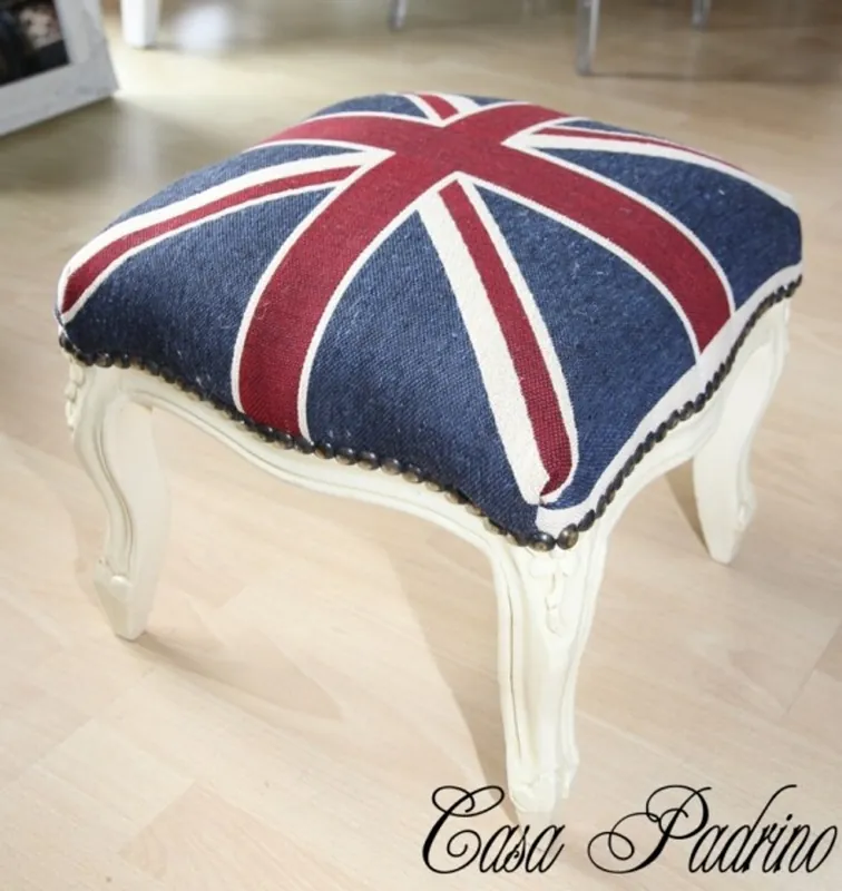 Neue Kollektion Casa Padrino baroque ottoman Union Jack / Cream - antique style stools English Flag England