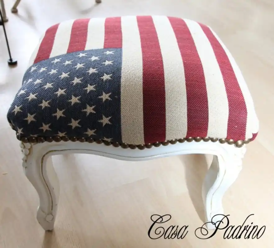 Casa Padrino Baroque style ottoman USA / Cream - Stool U.S. Flag Begrenztes Angebot