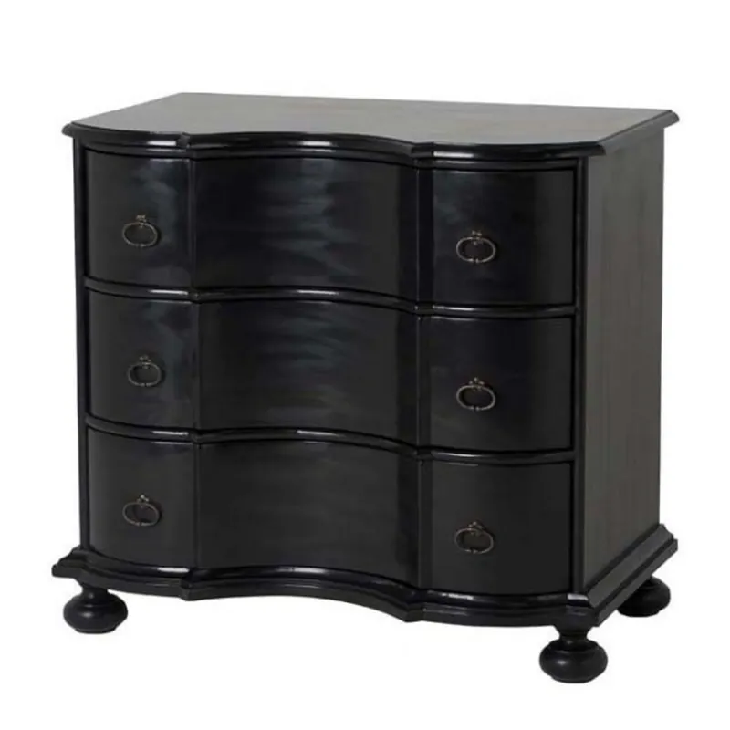 Luxury Baroque chest of drawers in black with 3 drawers height 87 cm, width 96 cm, depth 60 cm - High quality Sonderaktion