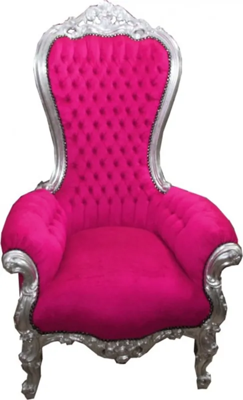 Echt Casa Padrino baroque throne medium Majestic Pink / Silver - Giant Chair - chair throne Tron