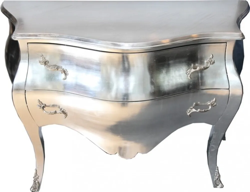 Casa Padrino Baroque chest of drawers Silver - Hand-crafted from solid wood - cabinet Solange Der Vorrat Reicht