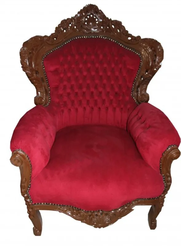 Casa Padrino Baroque Armchair "King" Bordeaux / Brown Lacquered Letzte Chance