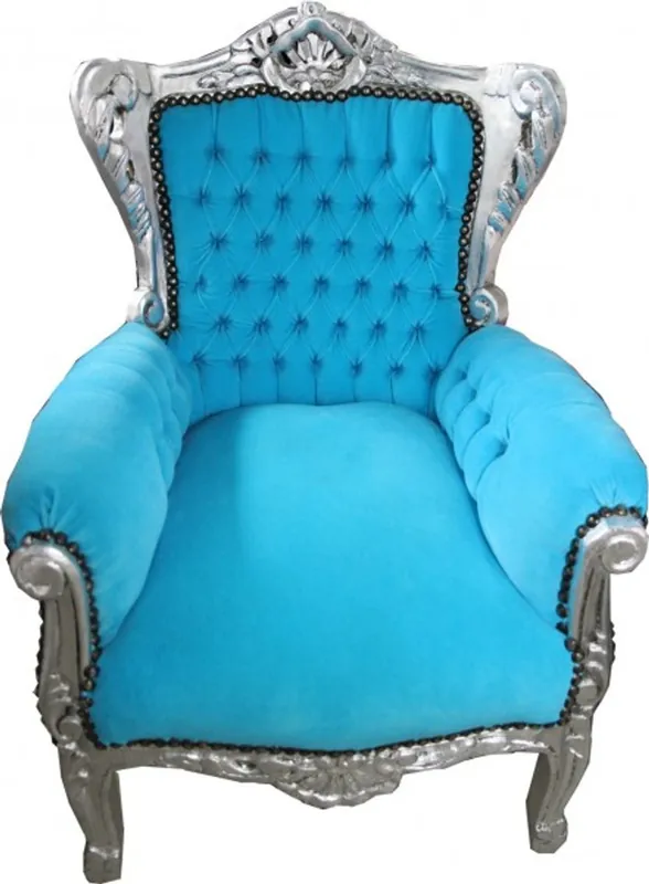 Beliebt Casa Padrino Baroque Kids Armchair Light Blue / Silver