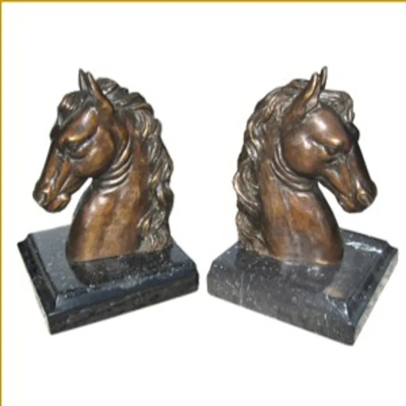 Geprüft Casa Padrino luxury Horsehead Horsehead Bookends II bronze on marble base - Bookend - Book End