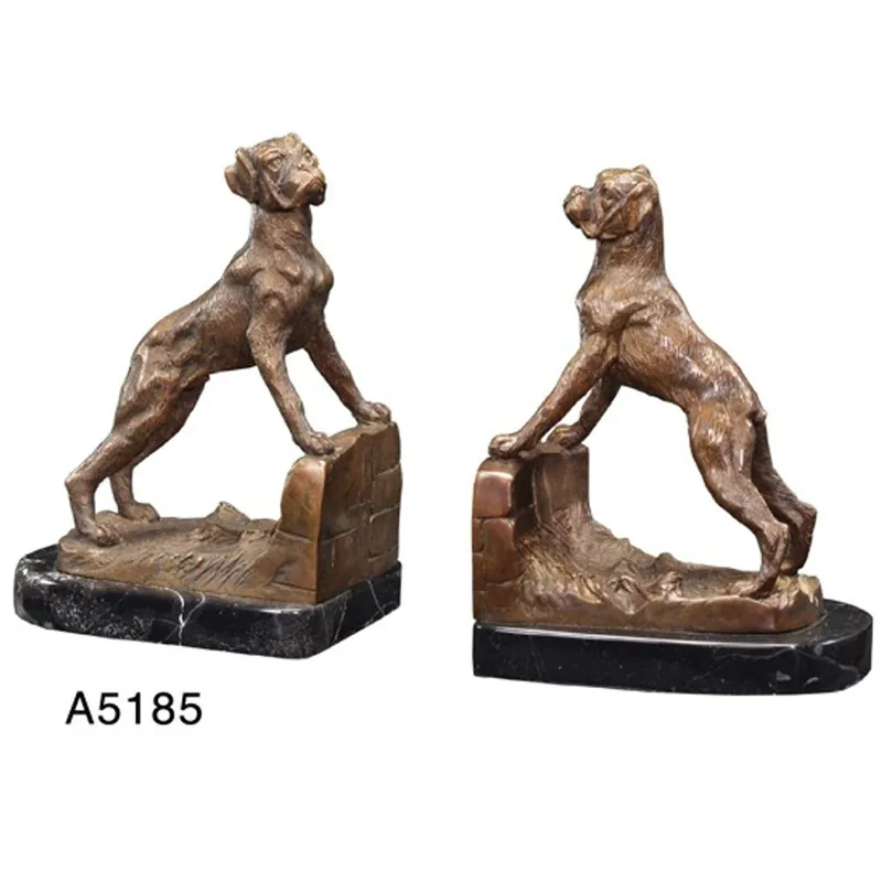 Casa Padrino luxury bookends boxer dogs bronze on marble base - Bookend - Book End Direktkauf