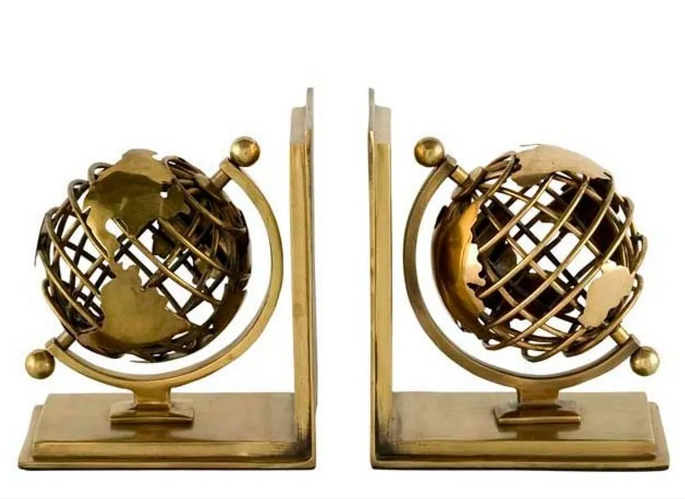 Markenprodukt Casa Padrino luxury globe bookends brass finish aluminum - Bookend - Book End - Luxury Collection - Art Deco