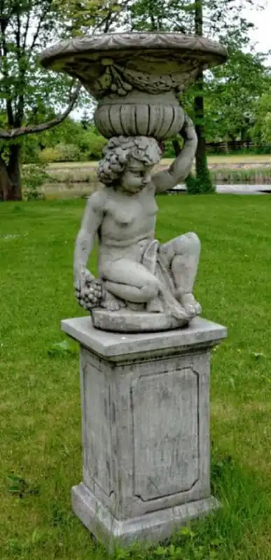 Casa Padrino Art Nouveau Jardin Décoration Pot de Fleurs Avec Sculpture Gris Ø 60 x H. 89 cm - Magnifique Pot de Fleurs Echt