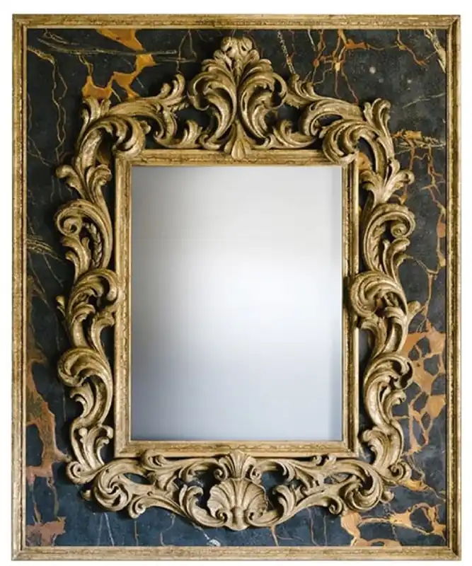Sonderaktion Casa Padrino miroir baroque noir / or 104,5 x H. 128 cm - Magnifique Miroir Mural Fait Main avec Cadre Décoratif et Belles Décorations