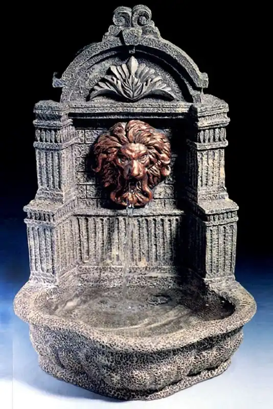 Sale Casa Padrino mini fontaine murale baroque lion gris H. 31 cm - Fontaine de Jardin de Style Baroque