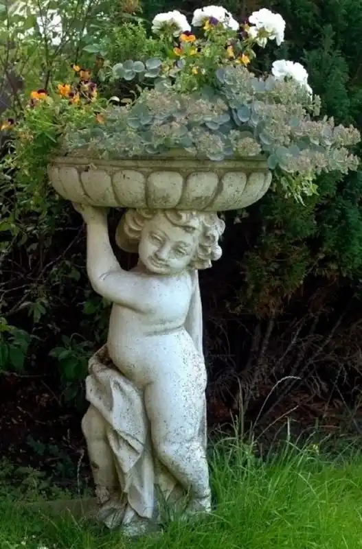 Casa Padrino Pot de Fleurs Art Nouveau avec Sculpture Gris Antique Ø 50 x H. 86 cm - Pot de Plante - Décoration de Jardin Jetzt Kaufen