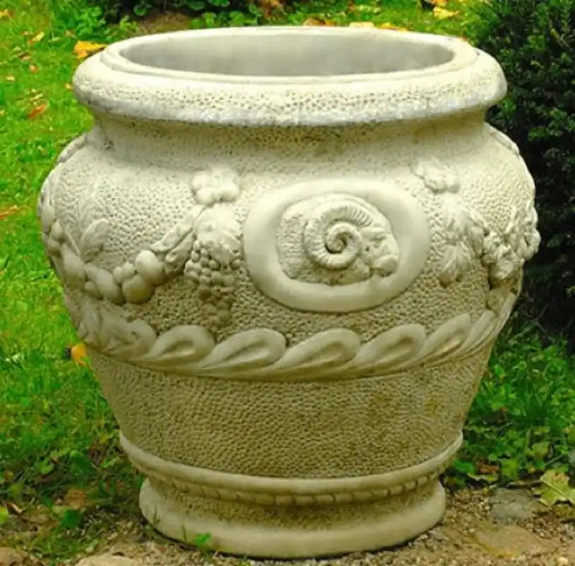 Casa Padrino Pot de Fleurs Baroque Gris Ø 59 x H. 66 cm - Magnifique Pot de Fleurs Rond de Style Baroque Zertifiziert