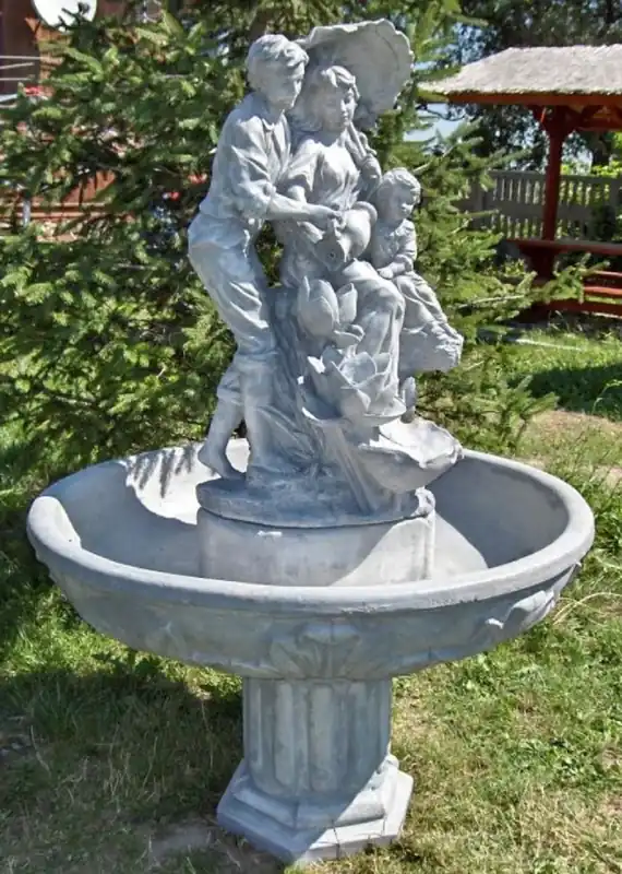 Abverkauf Casa Padrino Fontaine de Jardin Art Nouveau Gris Ø 95 x H. 164 cm - Fontaine de Décoration de Jardin Baroque et Art Nouveau
