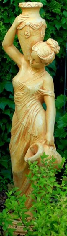 Must-Have Casa Padrino Art Nouveau Sculpture Gargouille Femme avec Cruches Beige 34 x H. 139 cm - Décor de Jardin Baroque et Art Nouveau