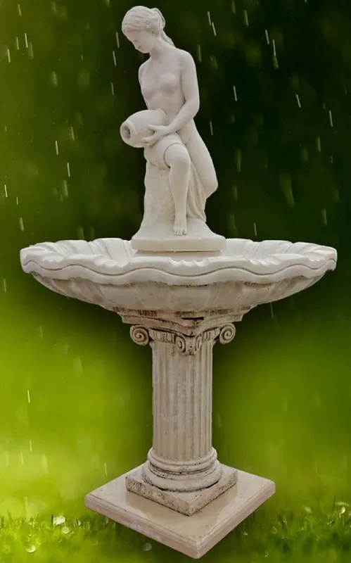 Casa Padrino Fontaine de Jardin Art Nouveau Femme avec Cruche Gris Ø 125 x H. 203 cm - Accessoires de Décoration de Jardin Baroque et Art Nouveau Neu
