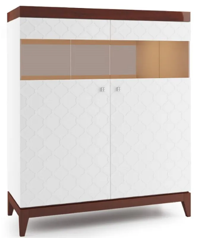 Casa Padrino armoire de bar avec 2 portes blanc / marron brillant 111,2 x 45 x H. 132,8 cm - Collection de Luxe Neue Kollektion